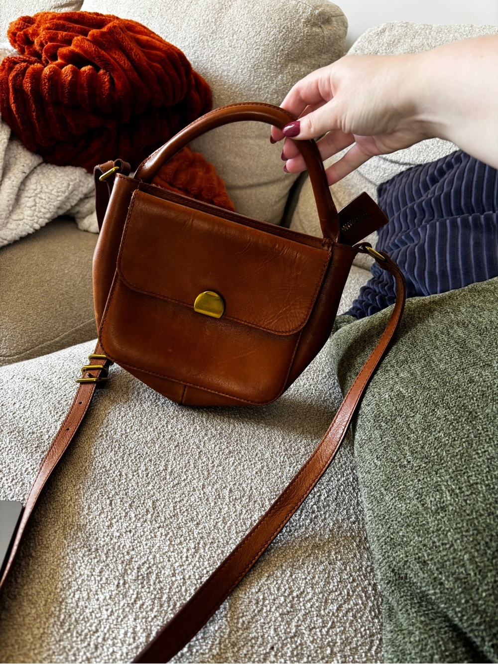 Madewell Leather Top-Handle Crossbody Bag in Brown